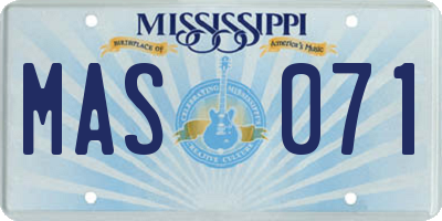 MS license plate MAS071
