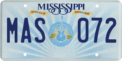 MS license plate MAS072