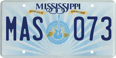 MS license plate MAS073