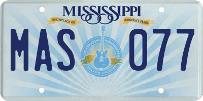 MS license plate MAS077