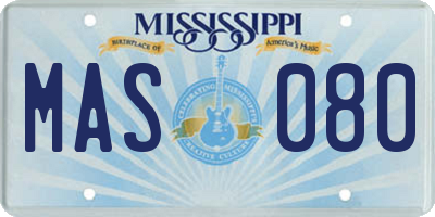 MS license plate MAS080