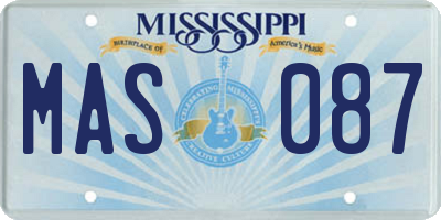 MS license plate MAS087