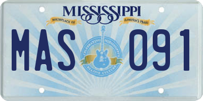 MS license plate MAS091