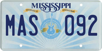 MS license plate MAS092