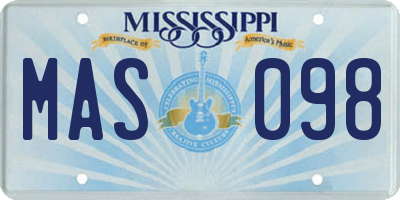 MS license plate MAS098
