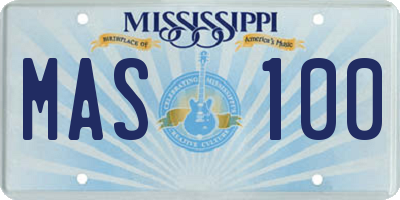 MS license plate MAS100