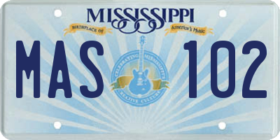 MS license plate MAS102