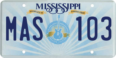 MS license plate MAS103