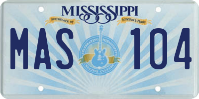 MS license plate MAS104