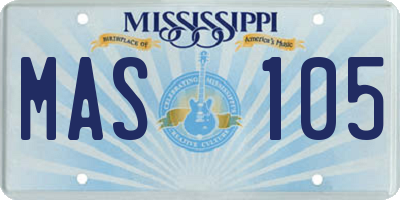 MS license plate MAS105