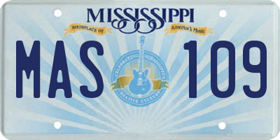 MS license plate MAS109