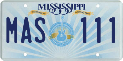 MS license plate MAS111