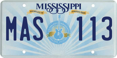 MS license plate MAS113
