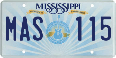 MS license plate MAS115