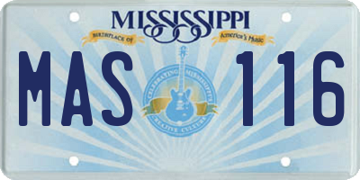 MS license plate MAS116