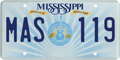 MS license plate MAS119