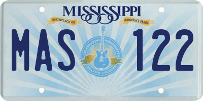 MS license plate MAS122