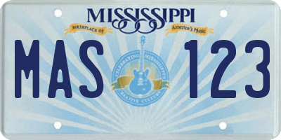 MS license plate MAS123