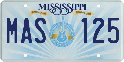 MS license plate MAS125