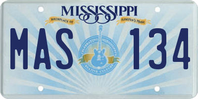 MS license plate MAS134