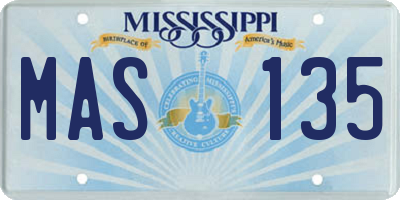 MS license plate MAS135