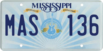 MS license plate MAS136