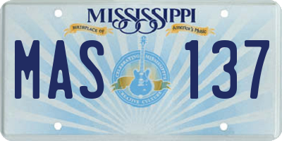 MS license plate MAS137