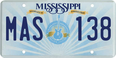 MS license plate MAS138
