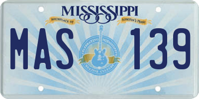 MS license plate MAS139