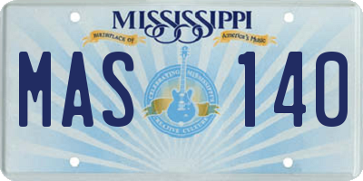 MS license plate MAS140
