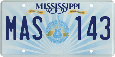 MS license plate MAS143