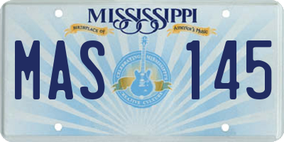 MS license plate MAS145