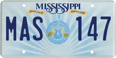 MS license plate MAS147