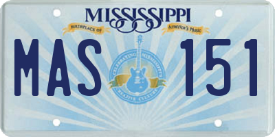 MS license plate MAS151