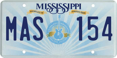 MS license plate MAS154