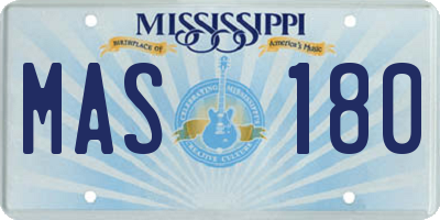MS license plate MAS180