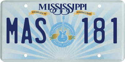 MS license plate MAS181
