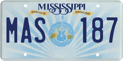 MS license plate MAS187