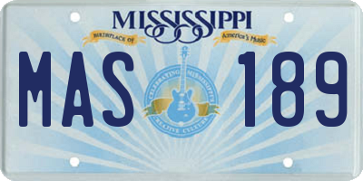 MS license plate MAS189