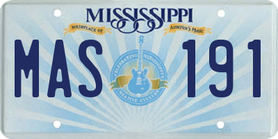 MS license plate MAS191