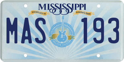 MS license plate MAS193