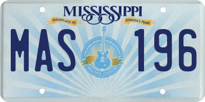 MS license plate MAS196