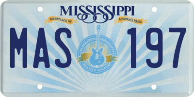 MS license plate MAS197
