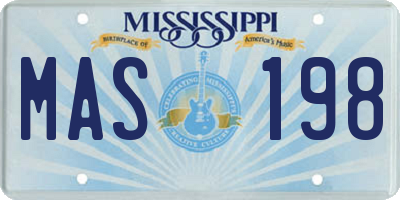 MS license plate MAS198