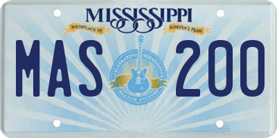 MS license plate MAS200