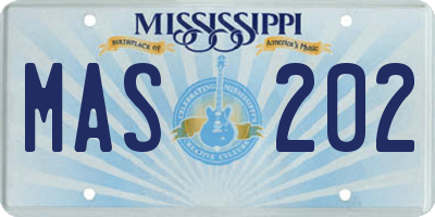 MS license plate MAS202