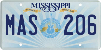 MS license plate MAS206