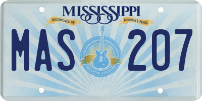 MS license plate MAS207