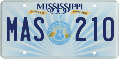 MS license plate MAS210