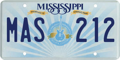 MS license plate MAS212